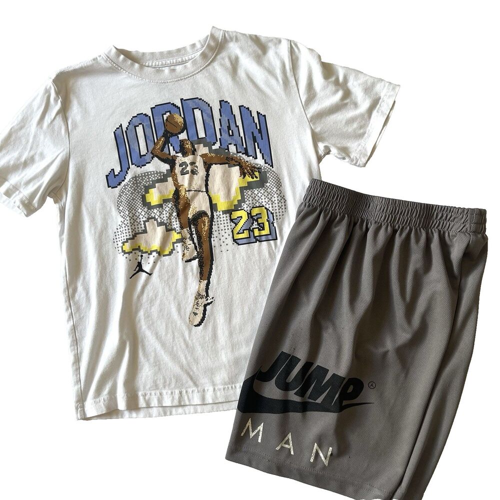Kids Boys M 10-12 Air Jordan Jumpman 23 T-shirt Nike Shorts Shirt 2 Set Athletic